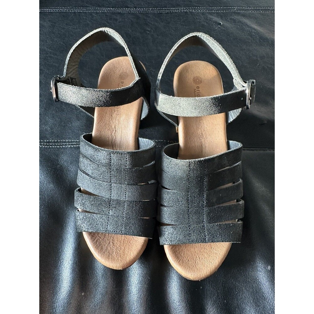 Eric Michael Mission Black Leather Heels Women’s EU 38 Comfort Career Shoes